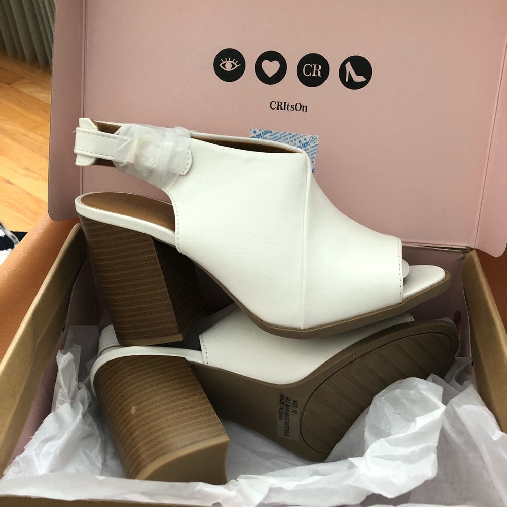 White and Wood Charlotte Russe Heels Size 10